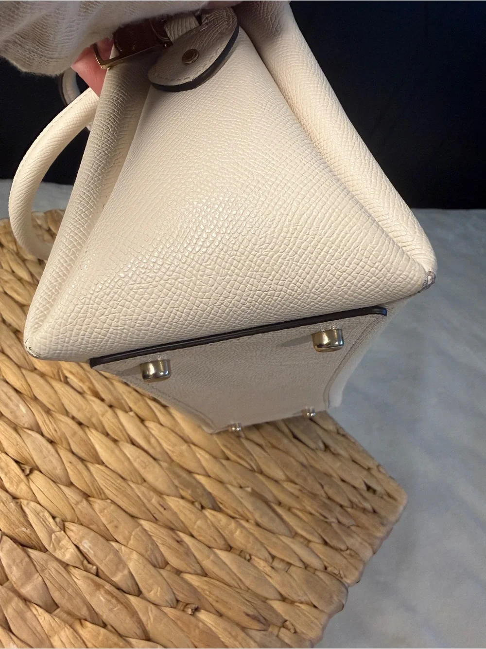 Coach Lillie Carryall in Chalk Crossgrain Leather - Structured Satchel